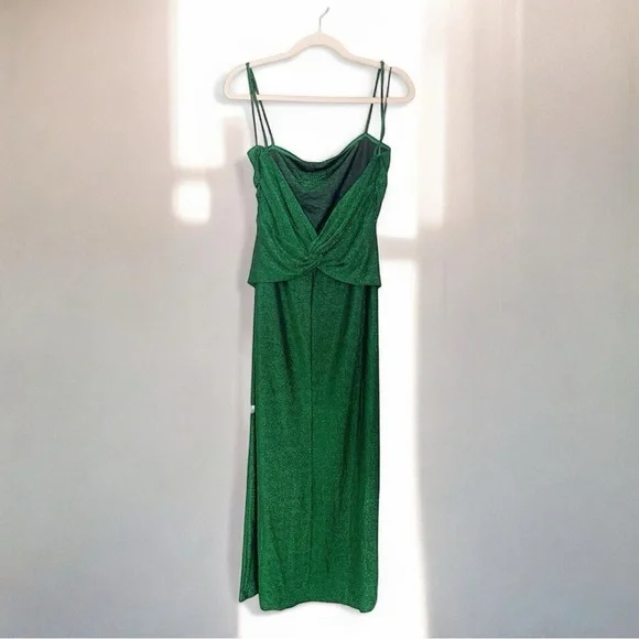REFORMATION Breslin Midi Slip Dress Phthalo Green Minimalist Open Back Size XL - Picture 4 of 5